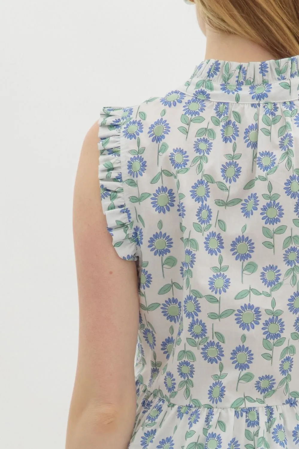 Miriam Sleeveless Floral Peplum Top, Mint