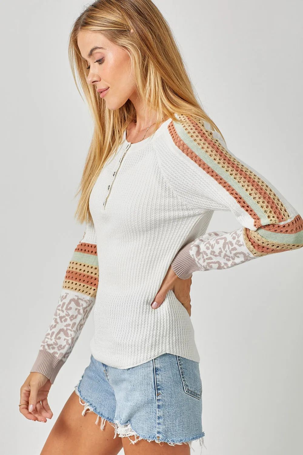 Mixed Weaving Sweater Top