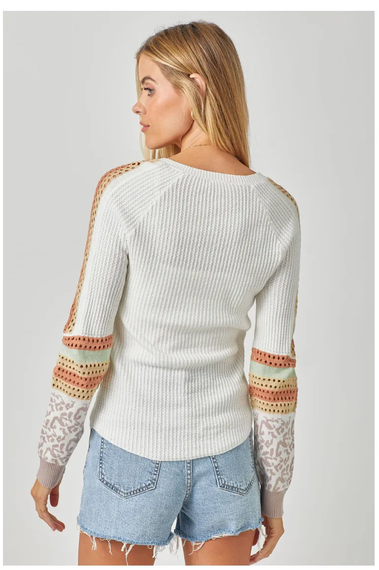 Mixed Weaving Sweater Top