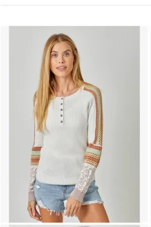 Mixed Weaving Sweater Top