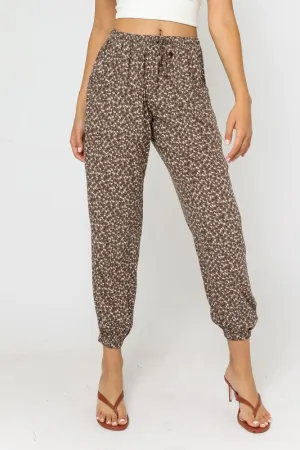 Mocha Floral Drawstring Joggers...