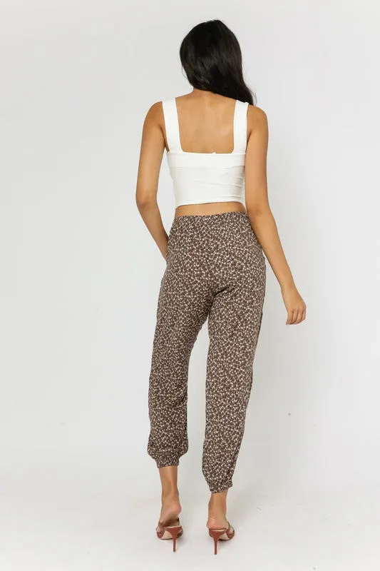 Mocha Floral Drawstring Joggers...