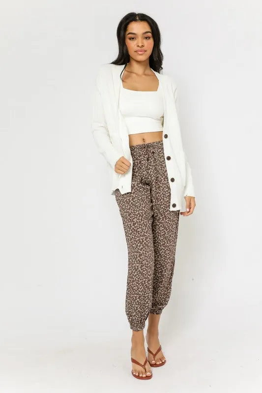 Mocha Floral Drawstring Joggers...