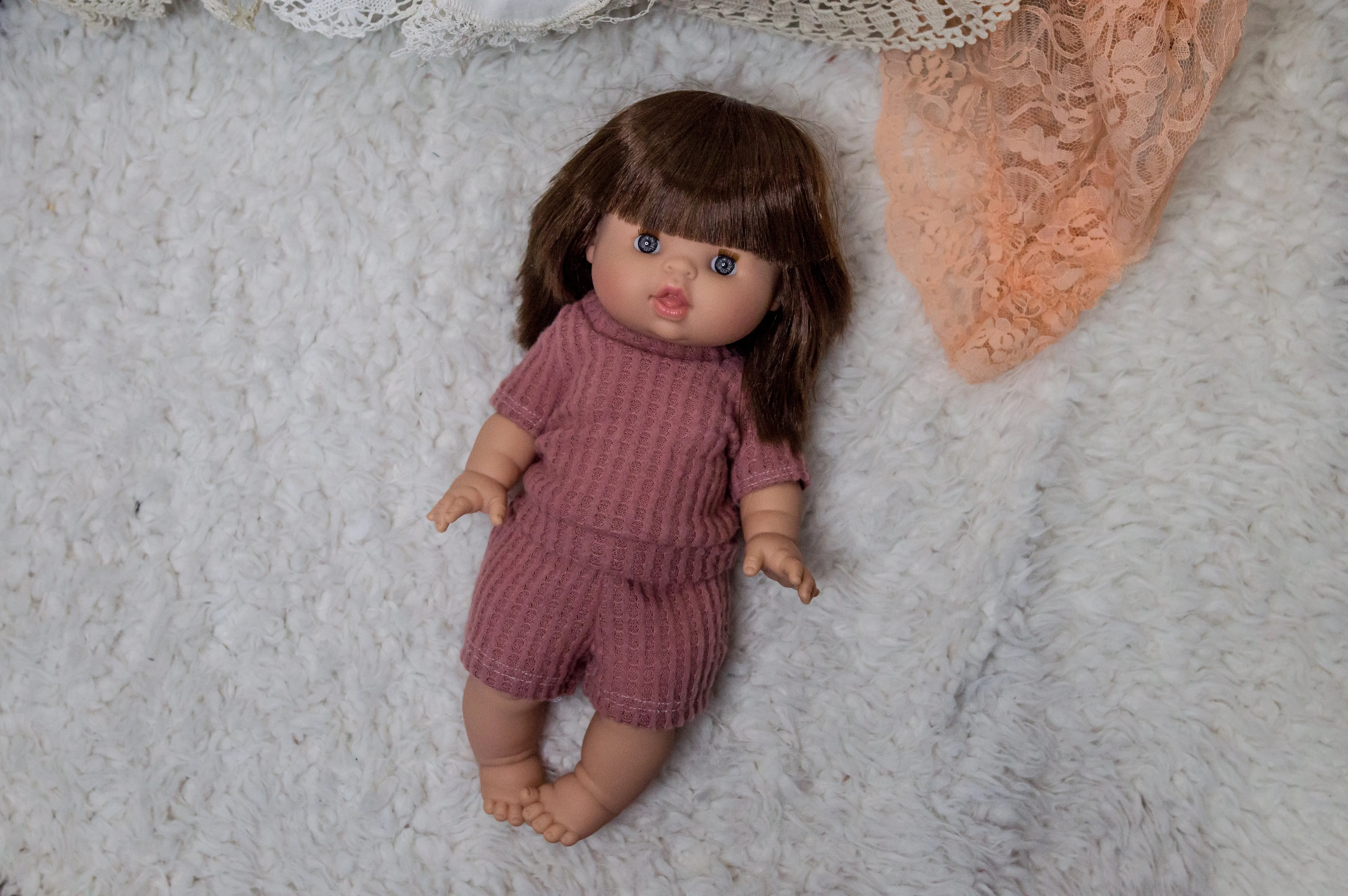 Mocha waffle knit lounge set
