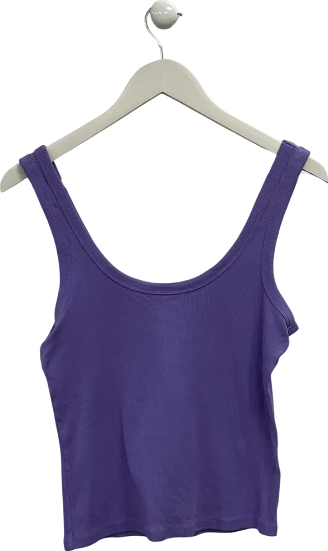 Monki Purple Rib Fitted Tank Top UK L