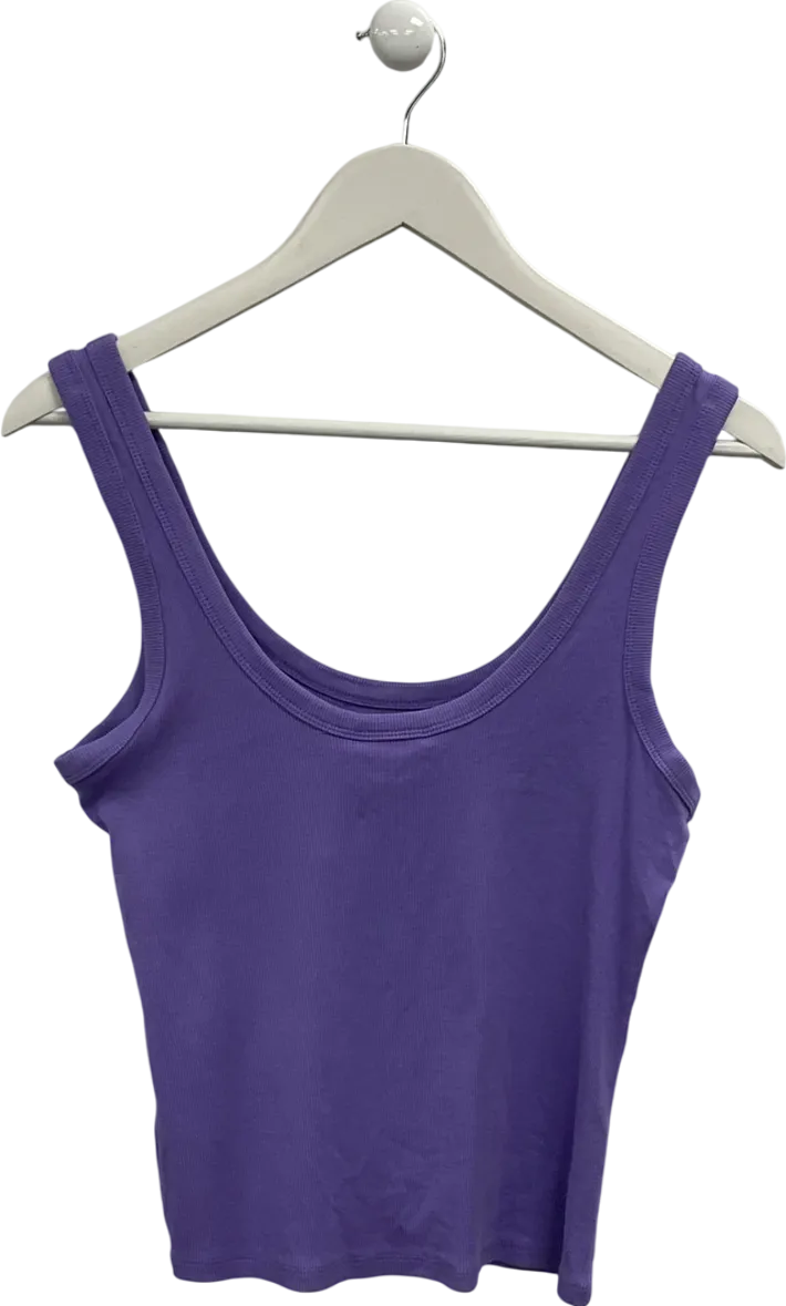 Monki Purple Rib Fitted Tank Top UK L