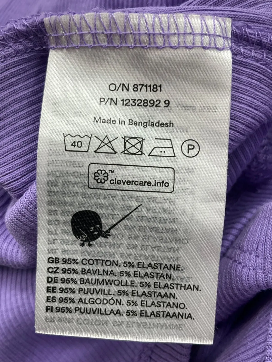 Monki Purple Rib Fitted Tank Top UK L