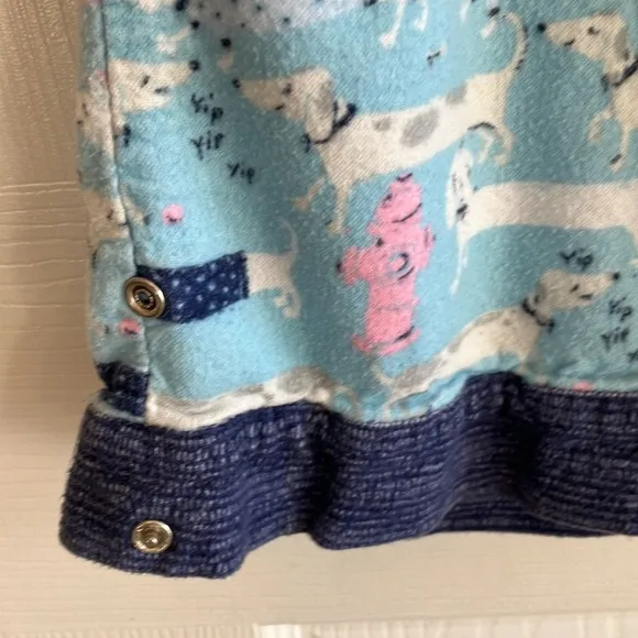 Munki Munki dog Dachshund wiener dog print pajama set light blue flannel L XL