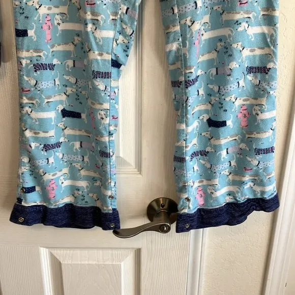 Munki Munki dog Dachshund wiener dog print pajama set light blue flannel L XL
