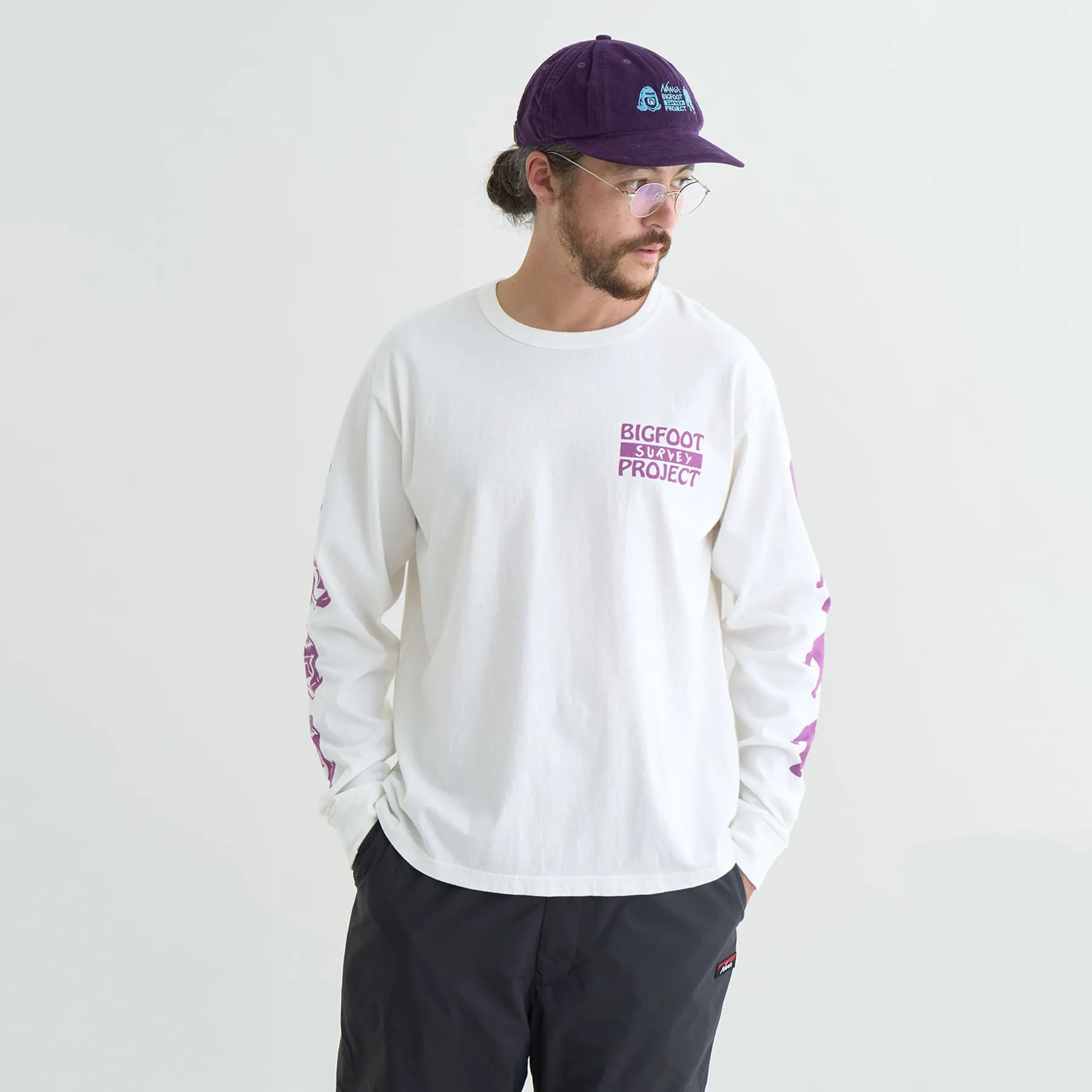 NANGA×TACOMA FUJI RECORDS BIGFOOT SURVEY PROJECT LOGO L/S TEE(UNISEX)