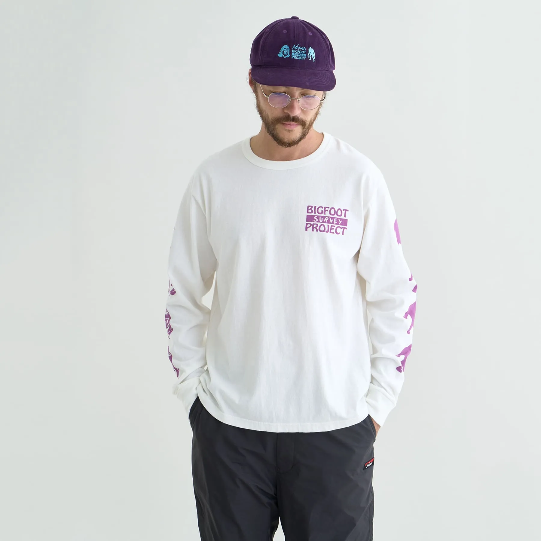 NANGA×TACOMA FUJI RECORDS BIGFOOT SURVEY PROJECT LOGO L/S TEE(UNISEX)