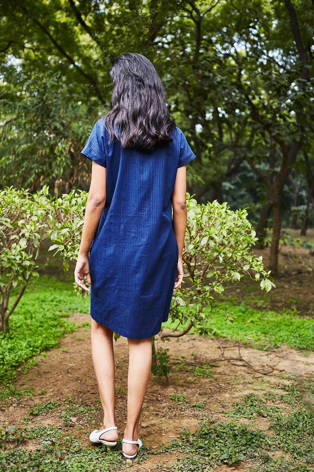 Navy Popover Shift Dress