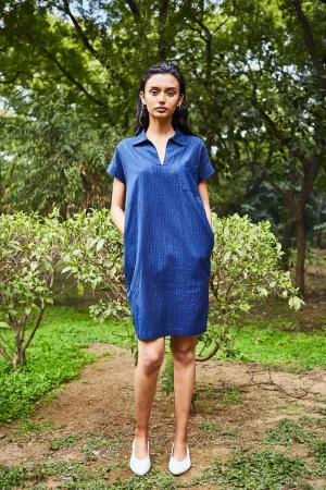 Navy Popover Shift Dress