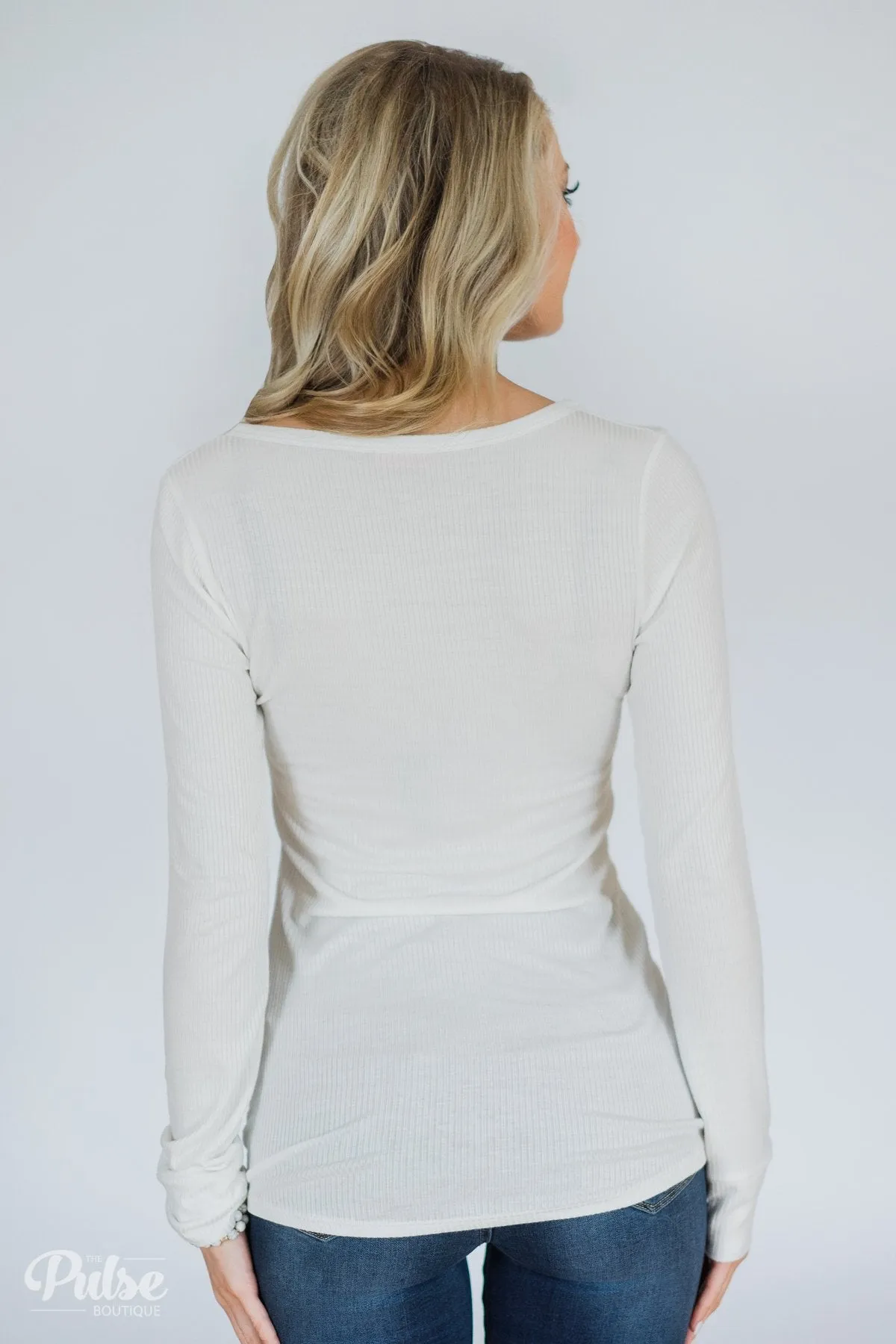 Need You Now 5-Button Henley Top- White