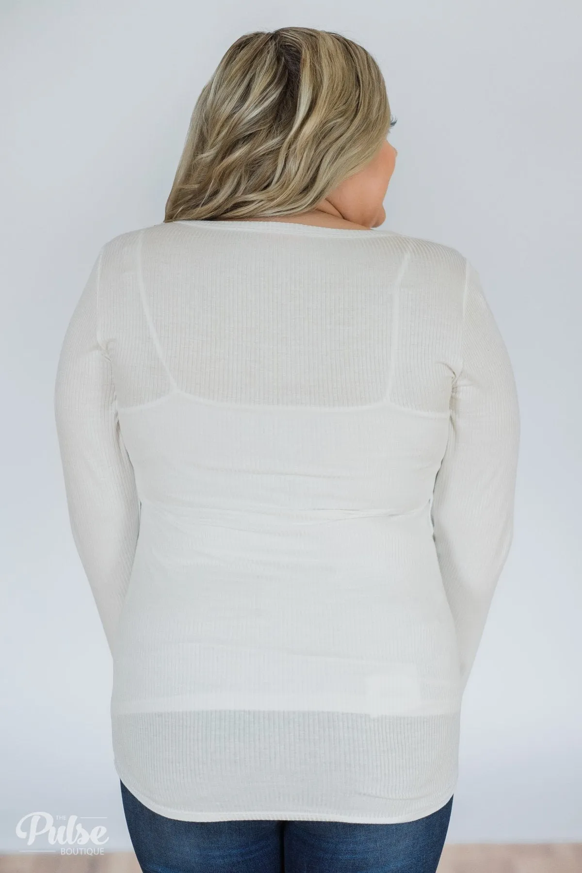 Need You Now 5-Button Henley Top- White