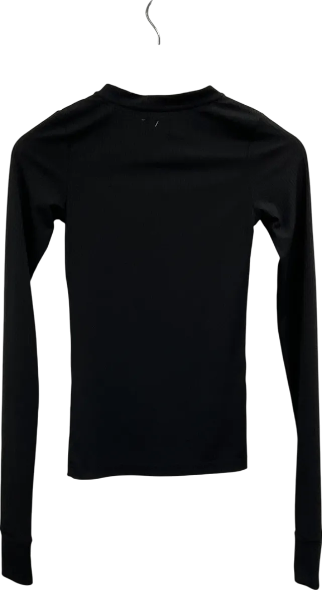 Nicki studios Black Long-sleeved Henley Shirt UK XS