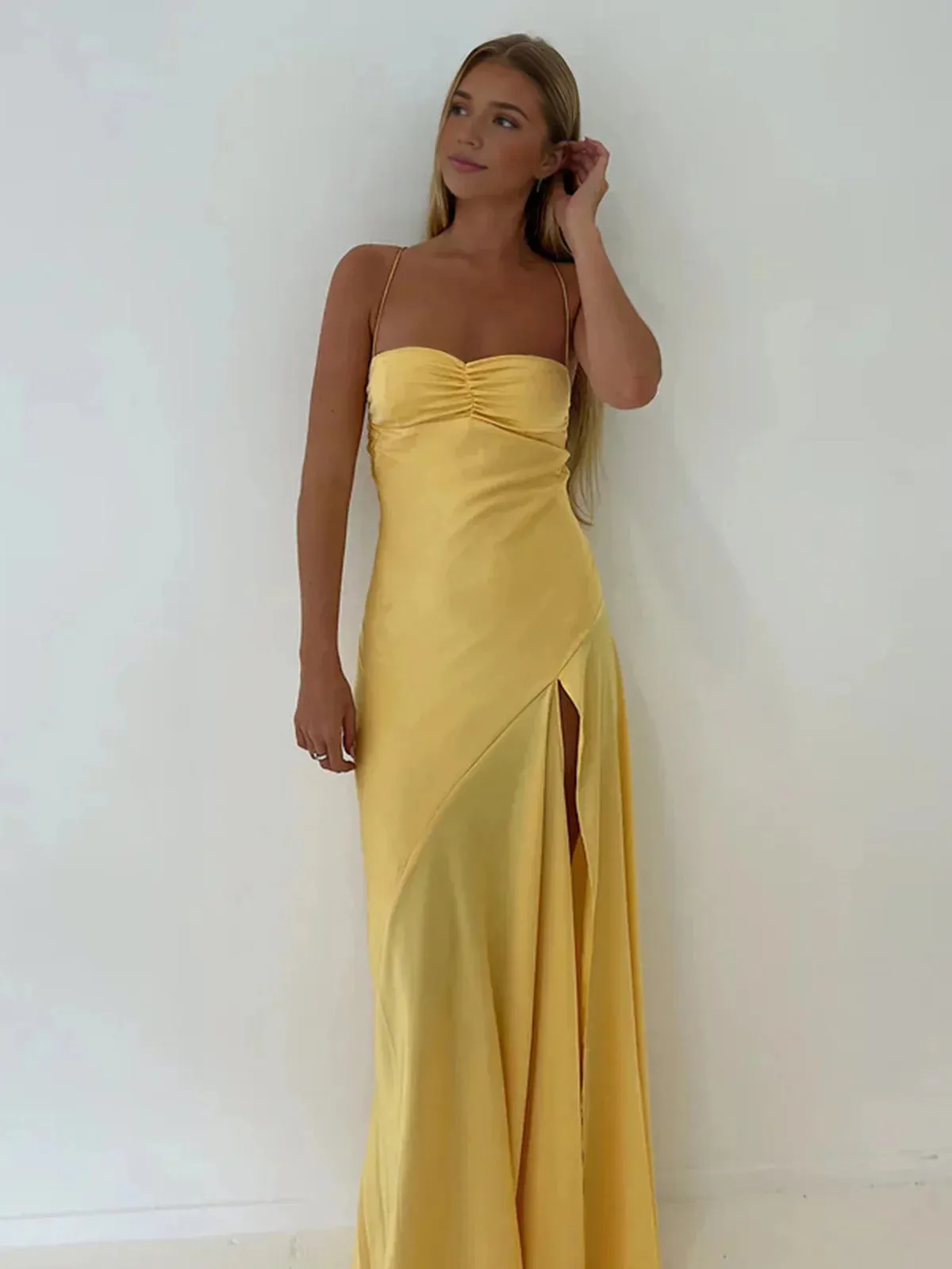 Notori | Spaghetti Straps Red Sheath Long Prom Dresses With Split