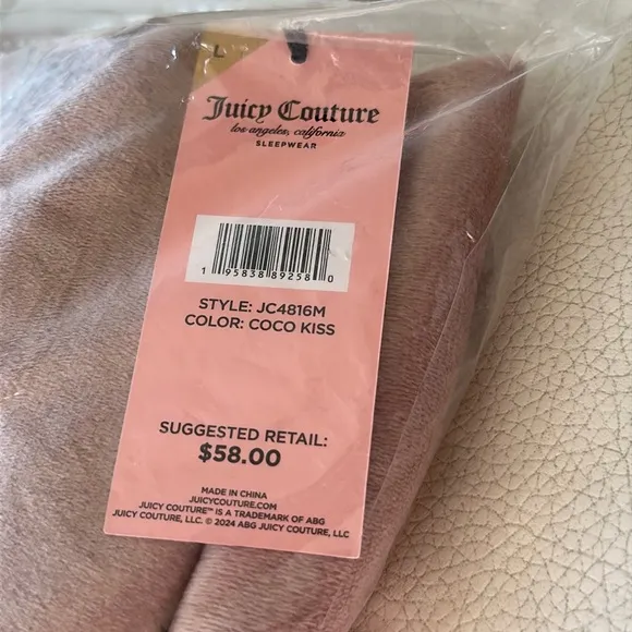 NWT JUICY COUTURE Coco Kiss 2pc Velvet Lounge Top&amp;Pants Set With Rhinestone Logo