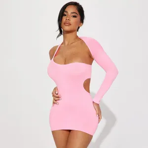 One Shoulder Hollow Out Mini Dress