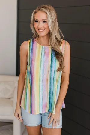 Only Someday Striped Tank Top- Green