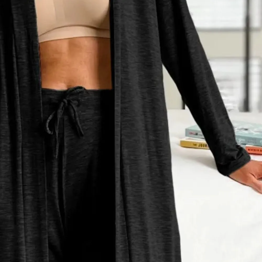 Open Front Long Sleeve Cardigan and Pants Lounge Set