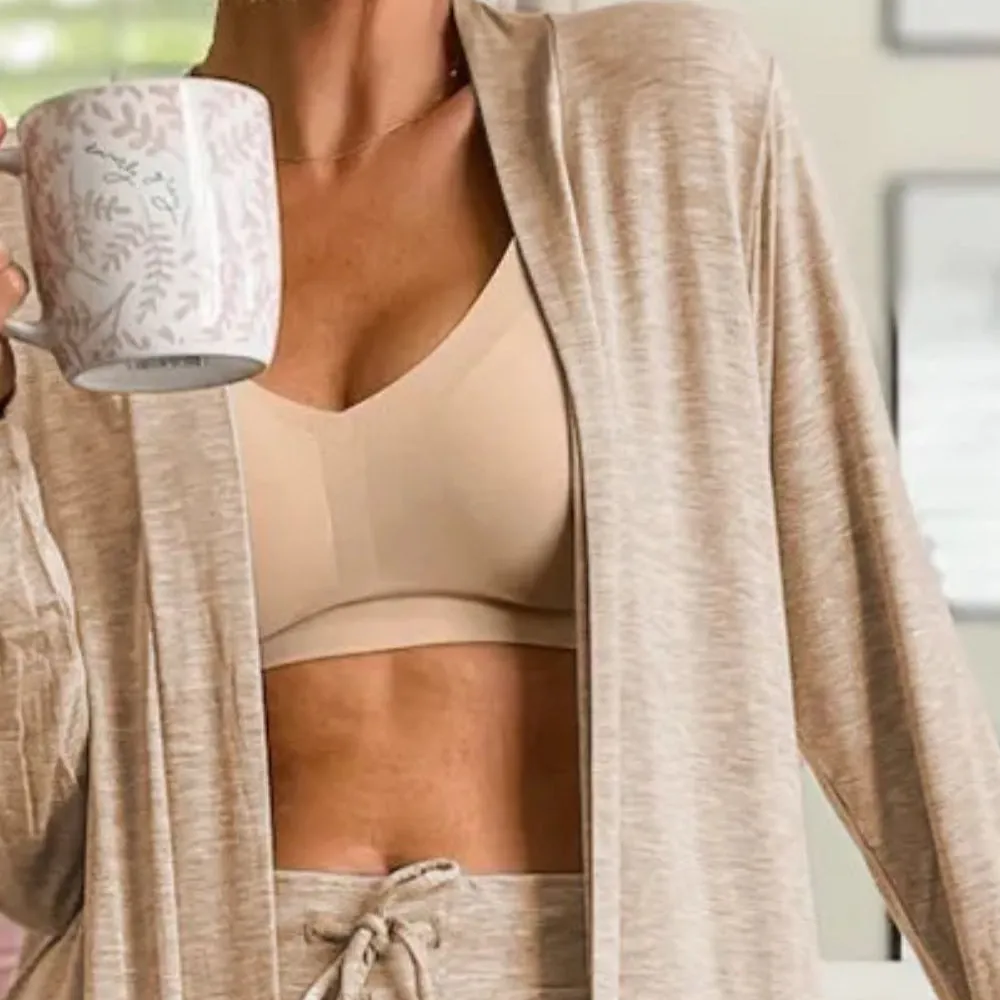 Open Front Long Sleeve Cardigan and Pants Lounge Set