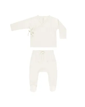 ORGANIC Wrap Top   Footed Pant Set || Ivory