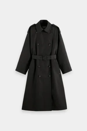 OVERSIZED BELTED TRENCHCOAT EVENING BLACK