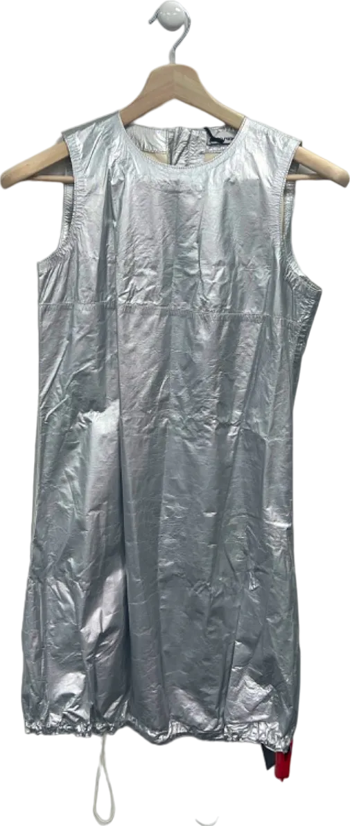 Paco Rabanne Silver Foil Sleeveless Tunic Dress UK 8