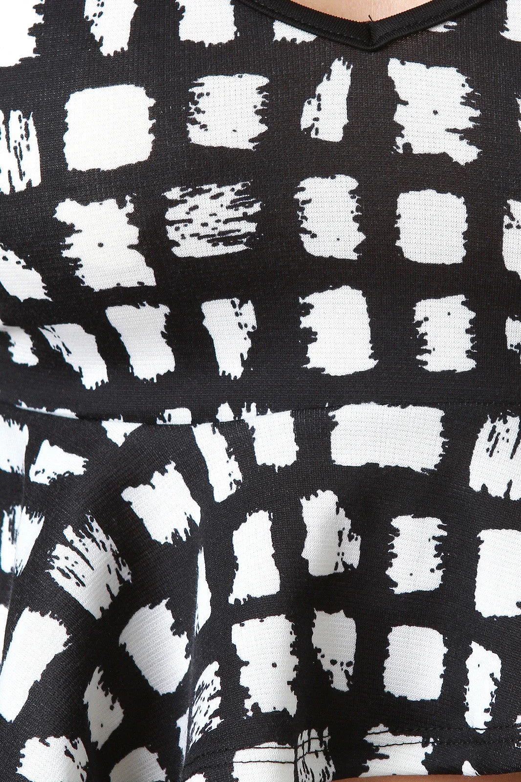 Painted Grid Peplum Crop Top