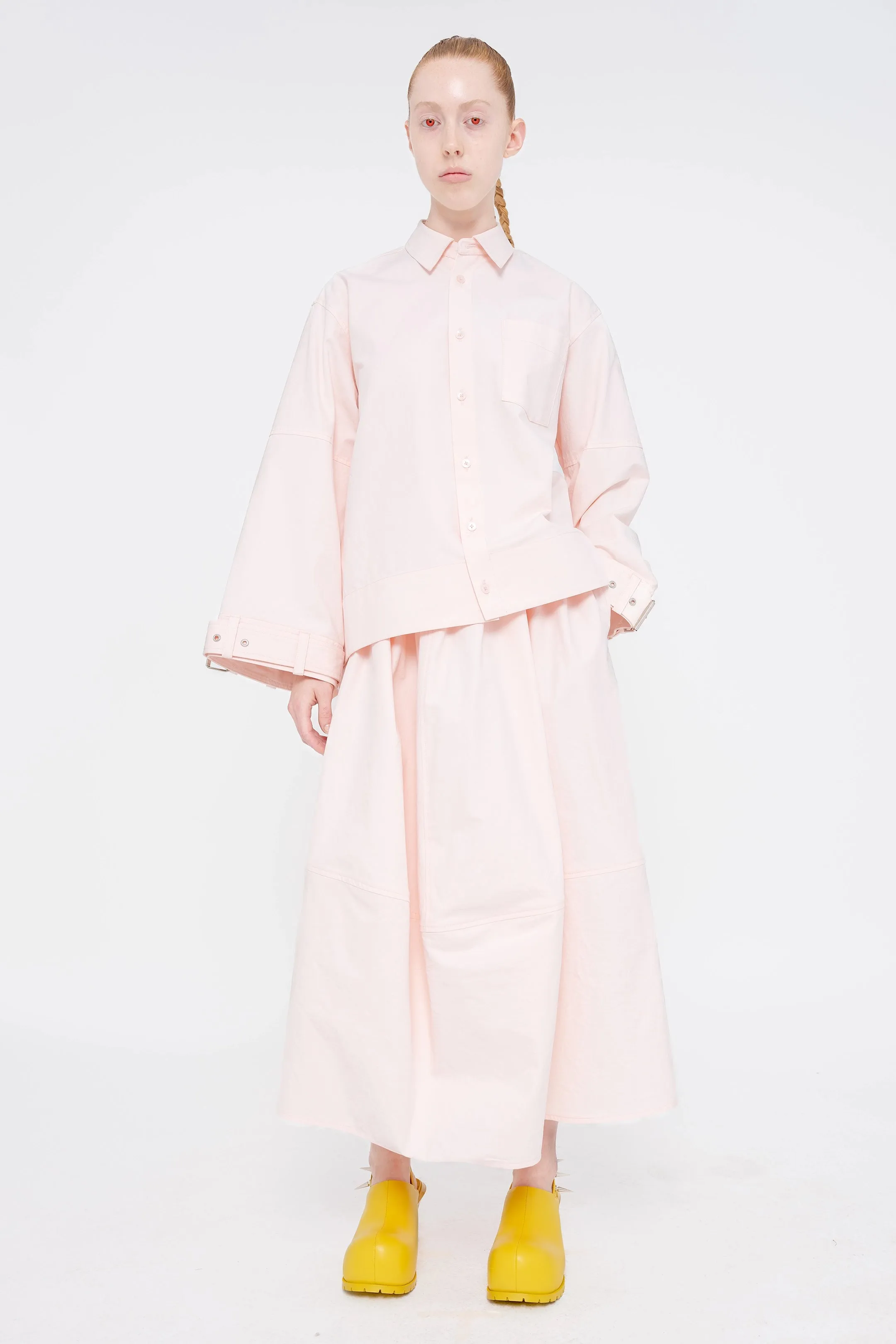 PALE PINK BELTED SHIRT