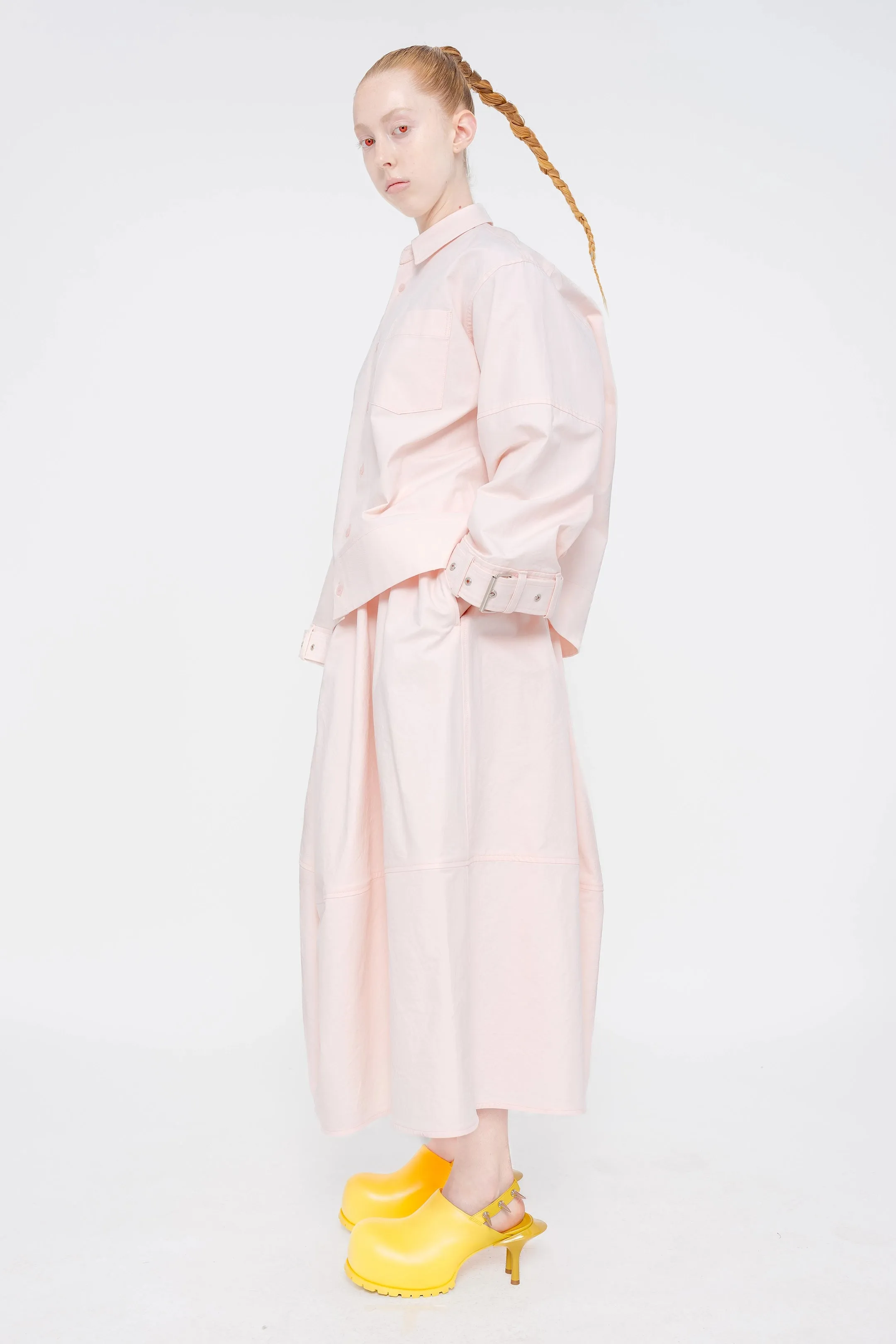 PALE PINK BELTED SHIRT