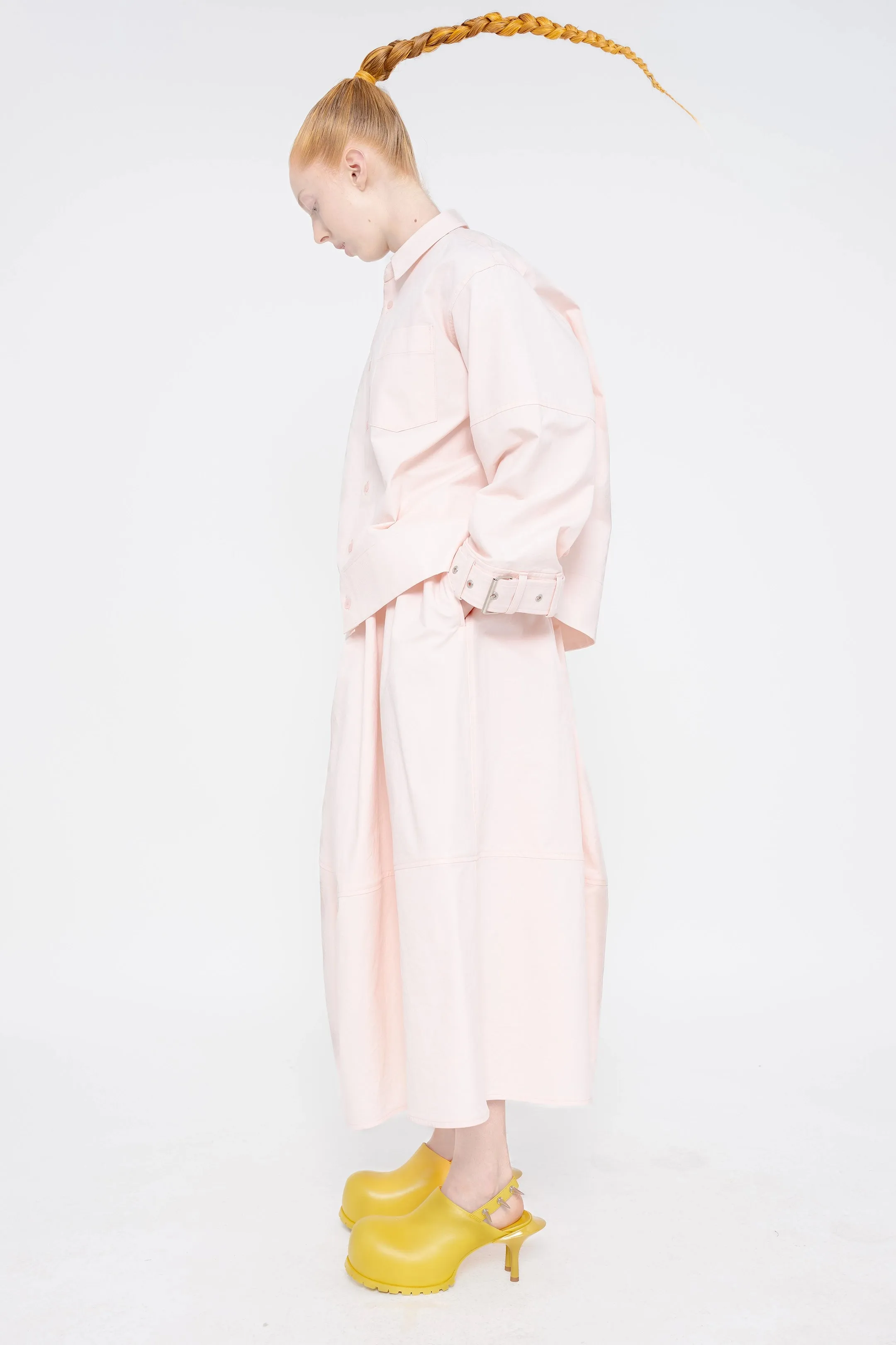 PALE PINK BELTED SHIRT
