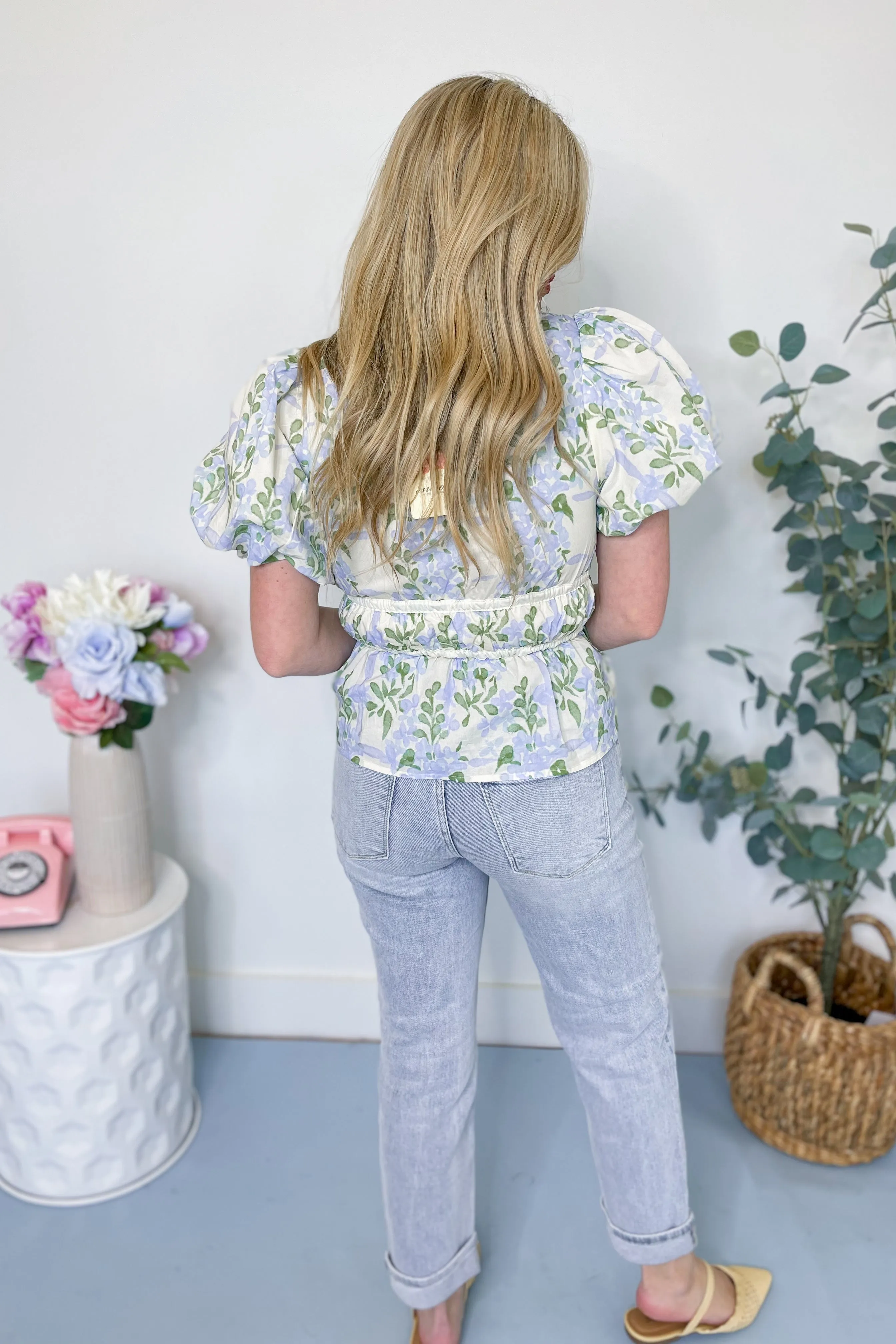 Pamela Floral Tie Front Puff Sleeve Top