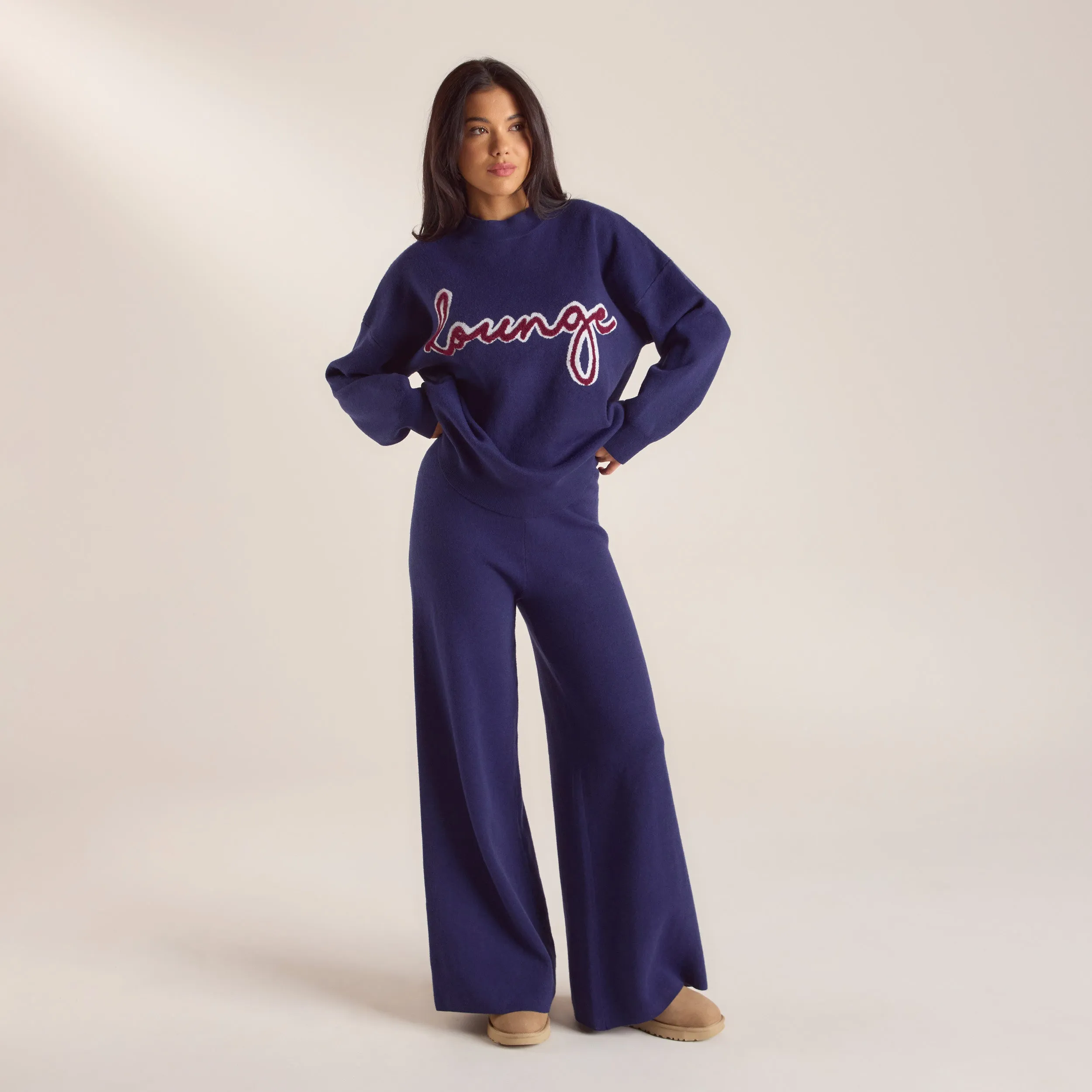 Pantalon en Maille avec Logo - Bleu Marine