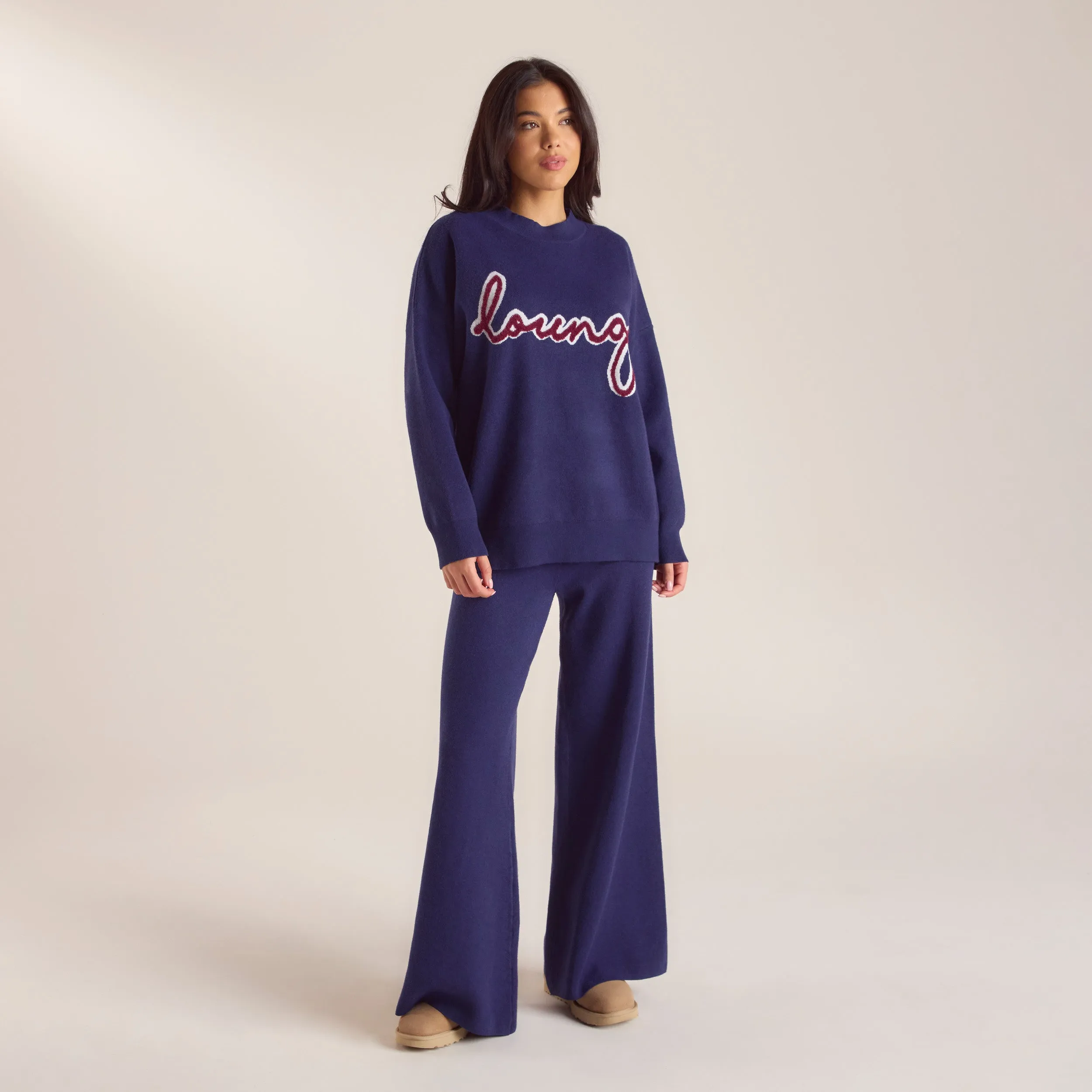 Pantalon en Maille avec Logo - Bleu Marine