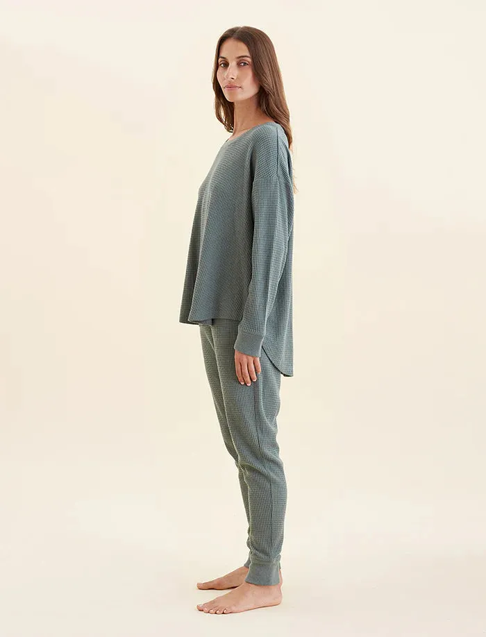 Papinelle - Super Soft Waffle LS Relaxed Top | Deep Moss