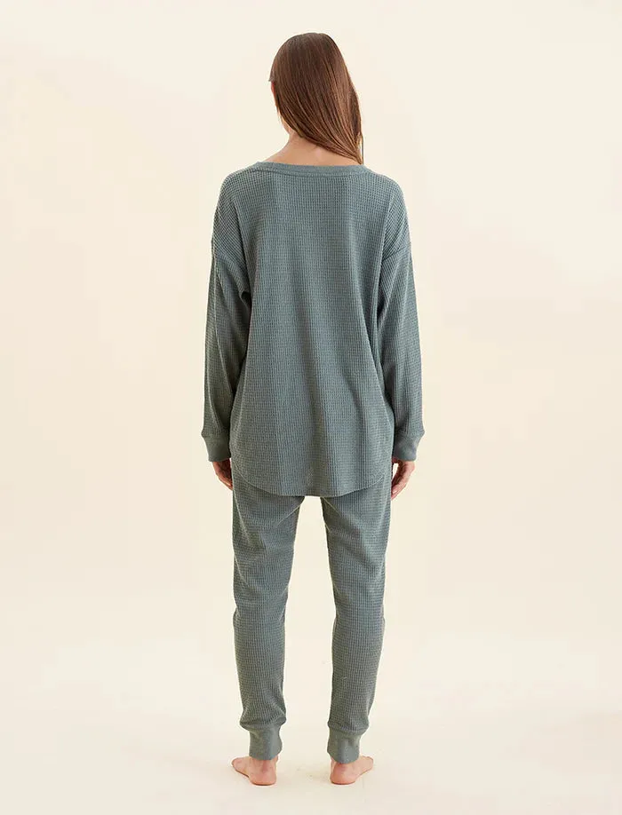 Papinelle - Super Soft Waffle LS Relaxed Top | Deep Moss