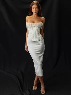 Pearl Tassel Sexy Midi Dress