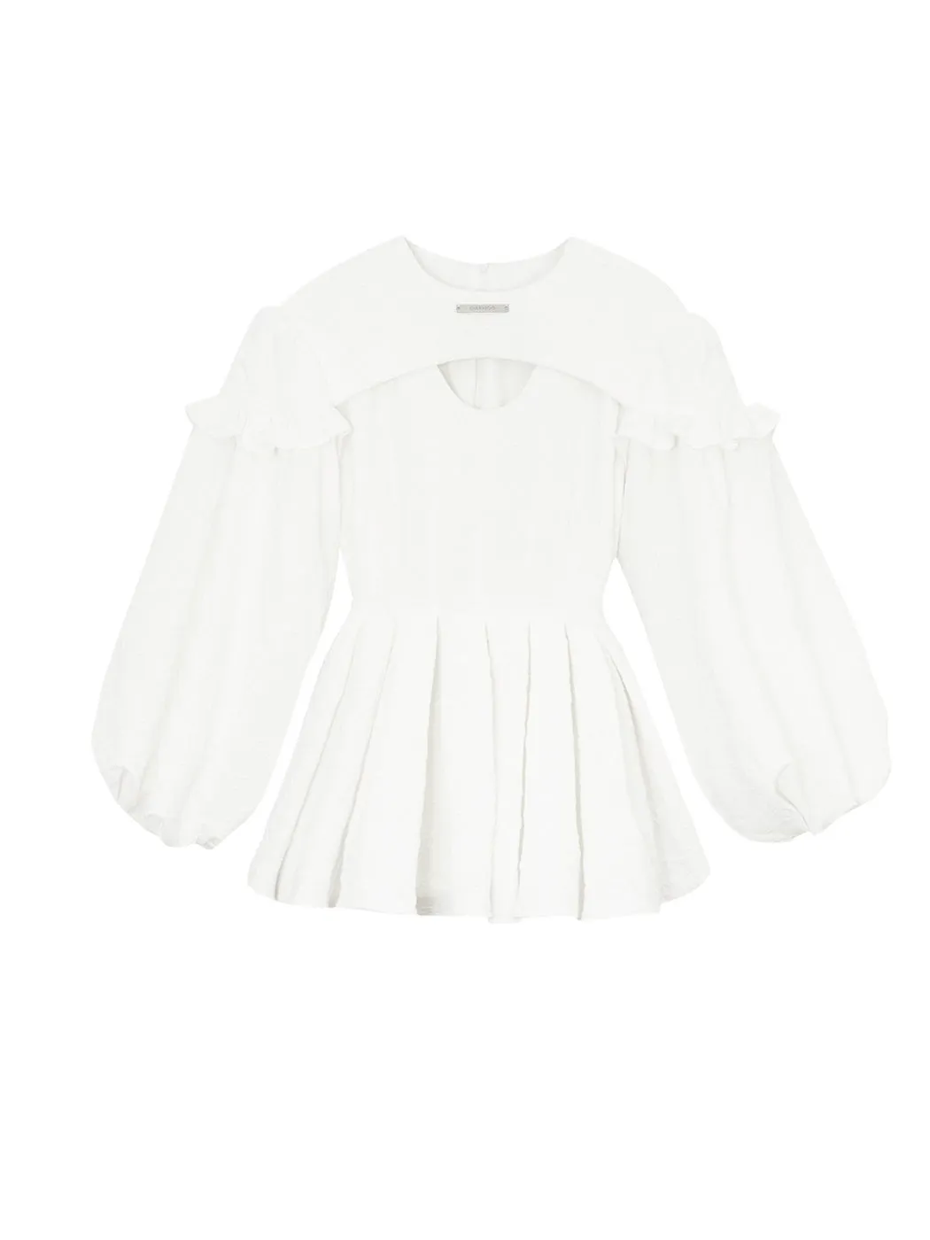 Peplum Balloon-sleeve Pleats Pullover