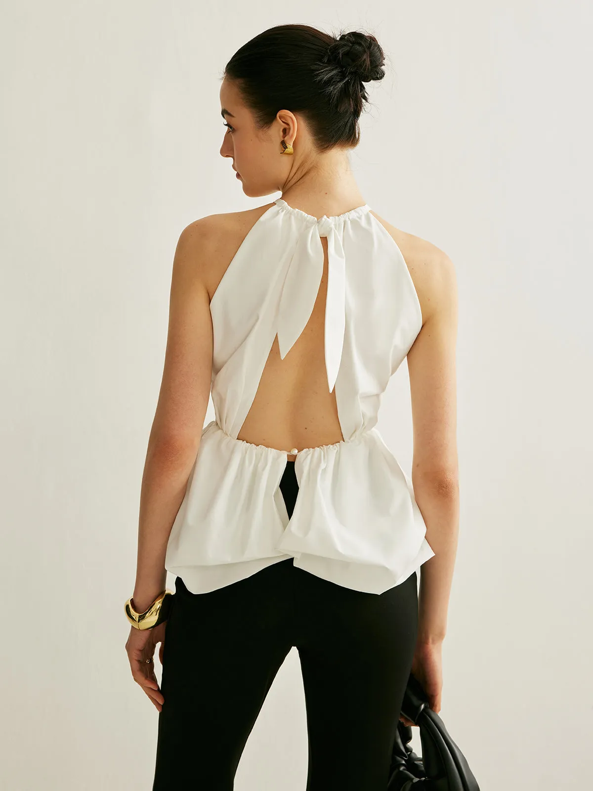 Peplum Keyhole Neck Top