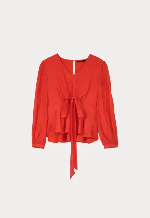 Peplum Puffed Sleeve Top