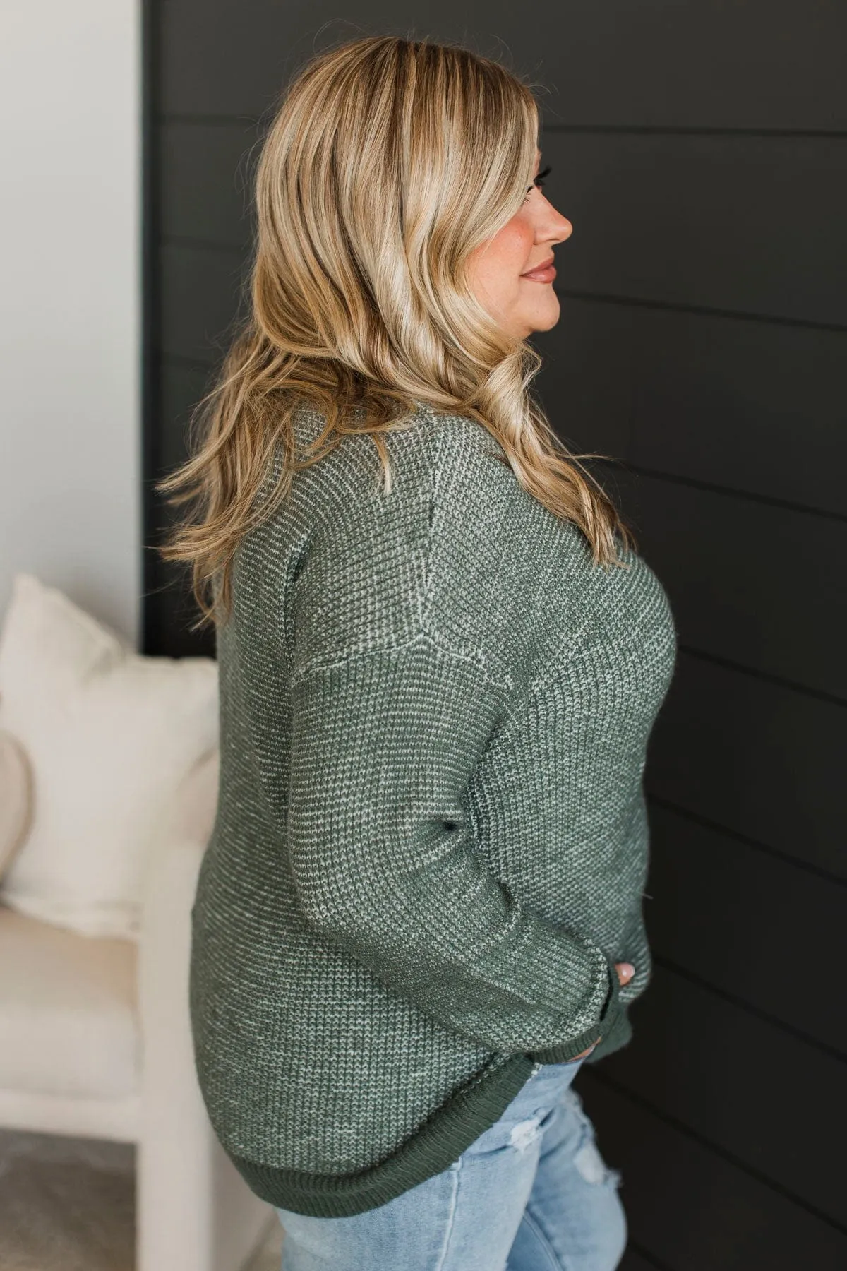 Perfectly Matched Knit Sweater- Olive