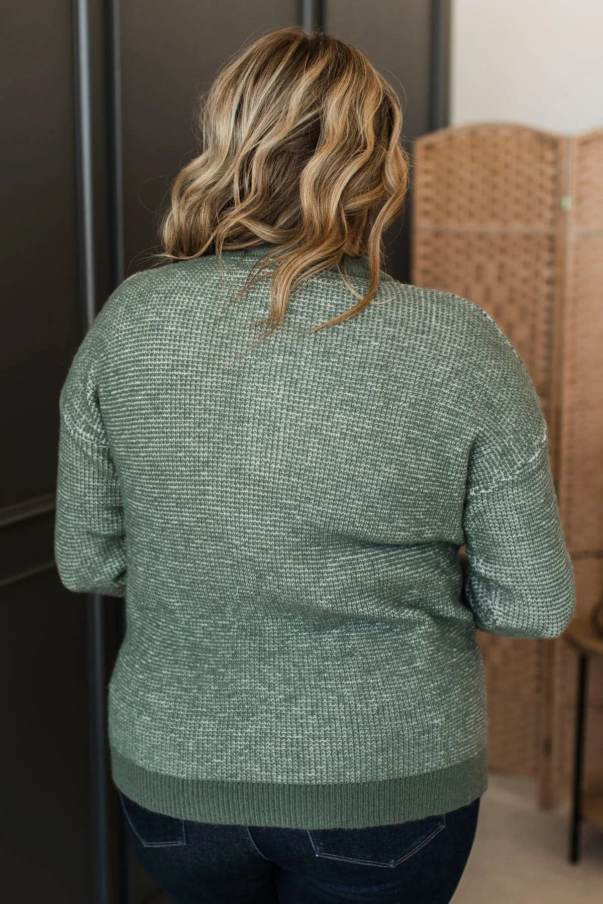 Perfectly Matched Knit Sweater- Olive