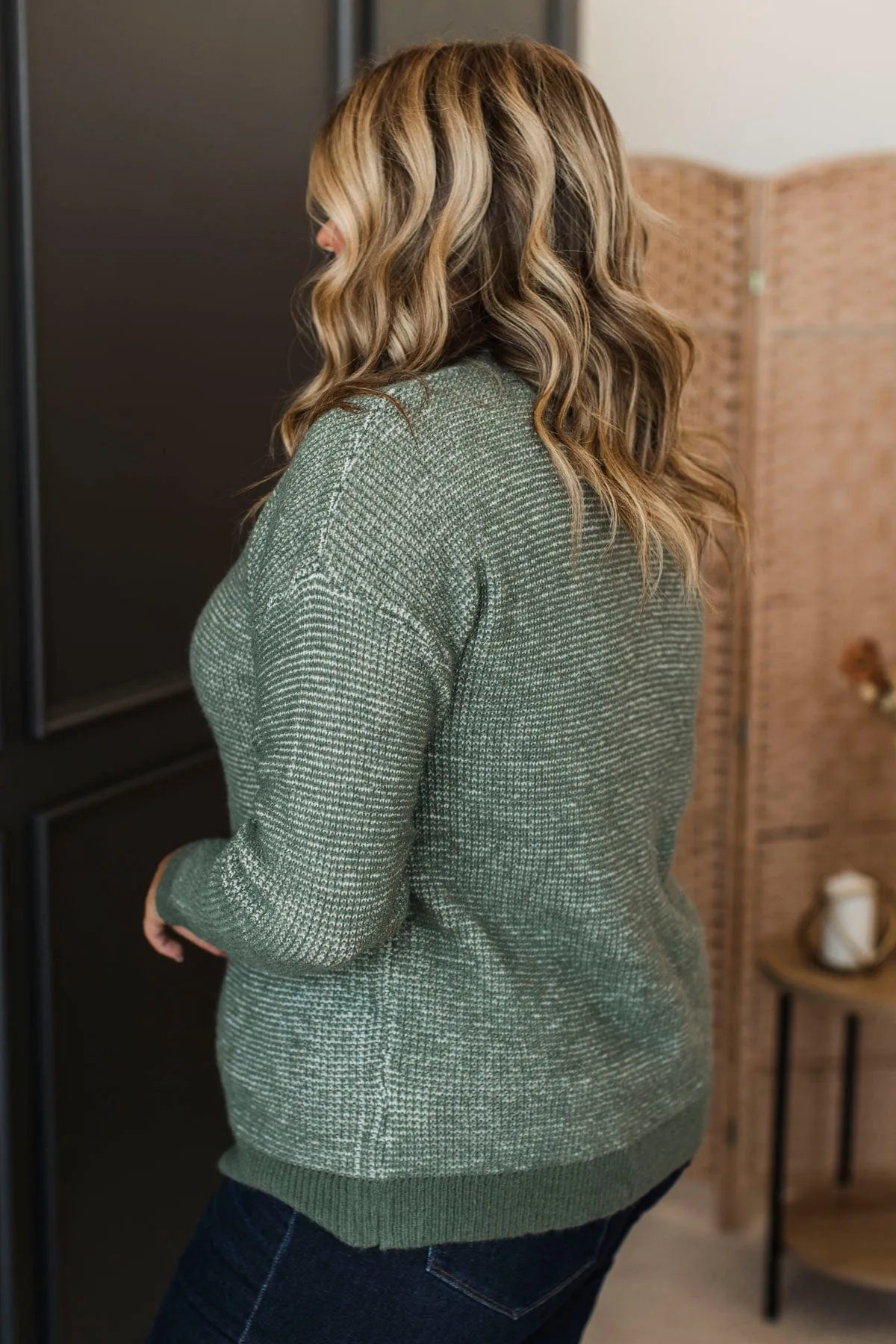 Perfectly Matched Knit Sweater- Olive