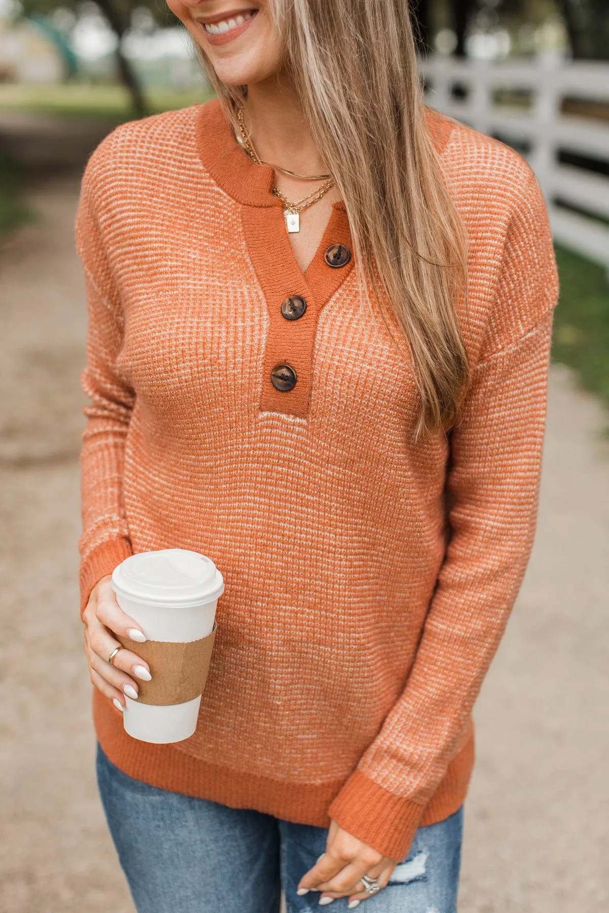 Perfectly Matched Knit Sweater- Pumpkin