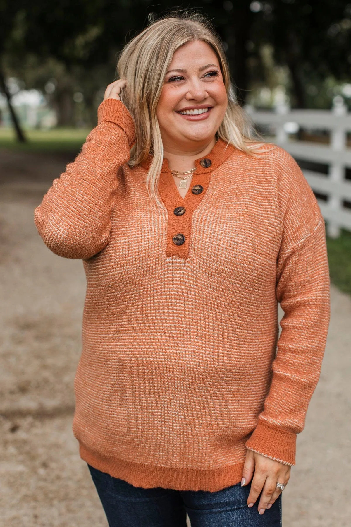 Perfectly Matched Knit Sweater- Pumpkin