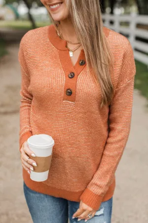 Perfectly Matched Knit Sweater- Pumpkin