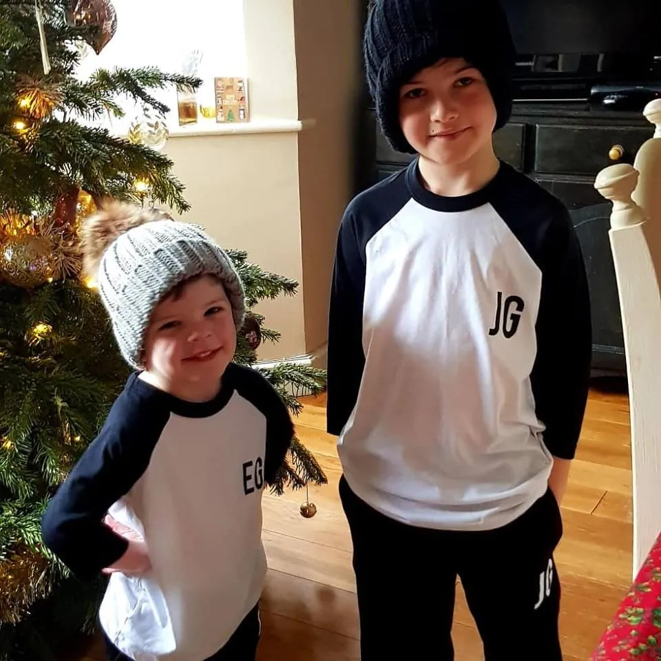 Personalised Black/White Baseball T-Shirt Tracksuit Lounge Set