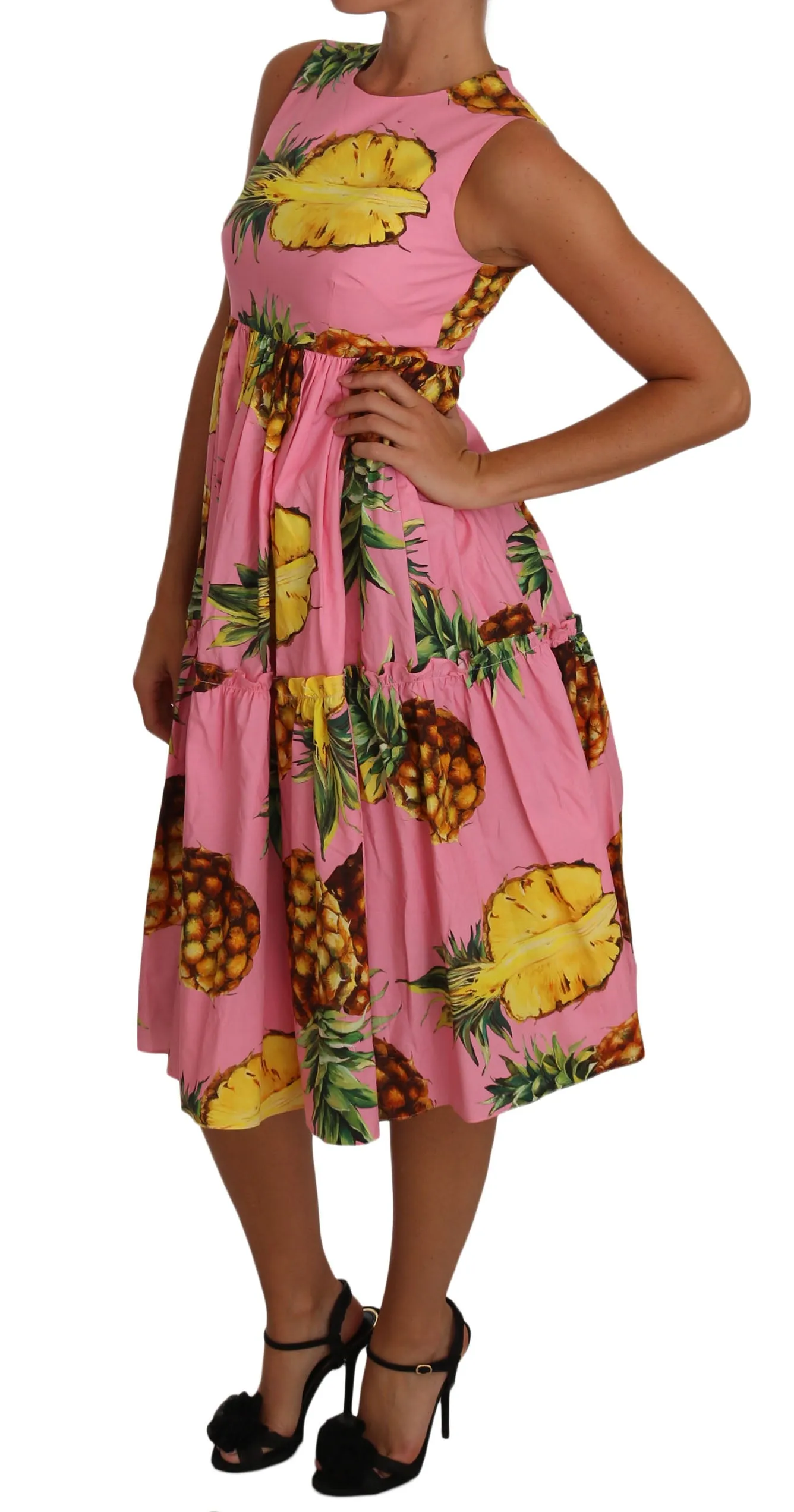 Pineapple-Print A-line Sheath Pink Dress